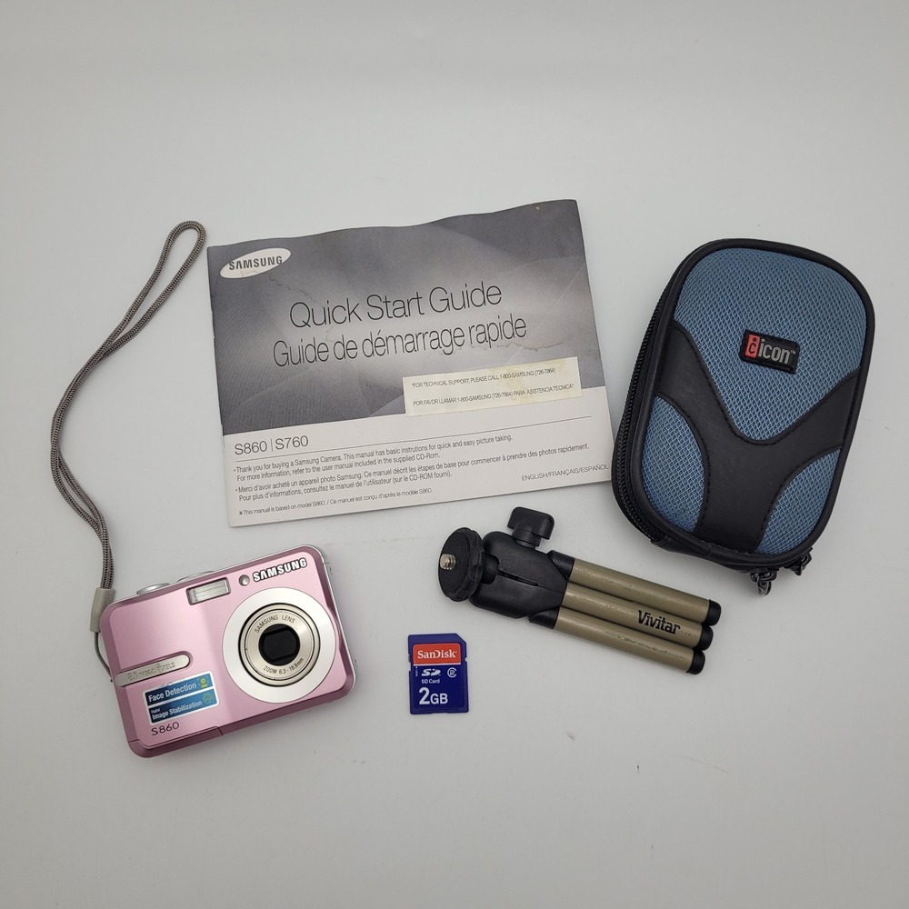 Samsung S860 8.1MP Digital Camera Pink 2gb Memory Card